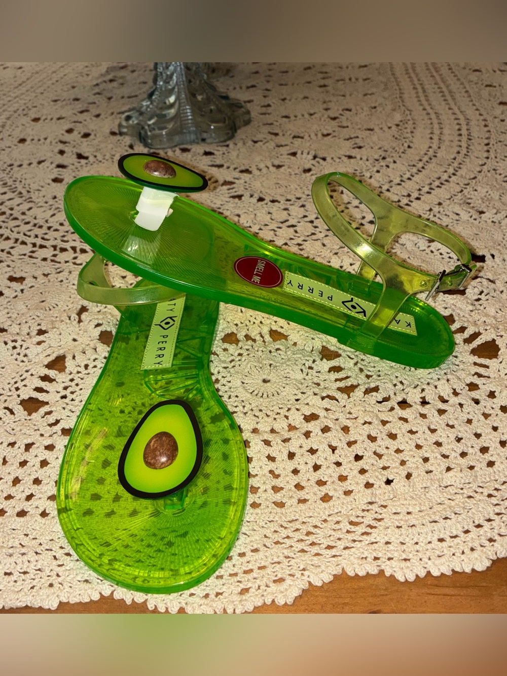 NWOT Katy Perry Collections Women's Neon Green Avocado Jelly Sandals